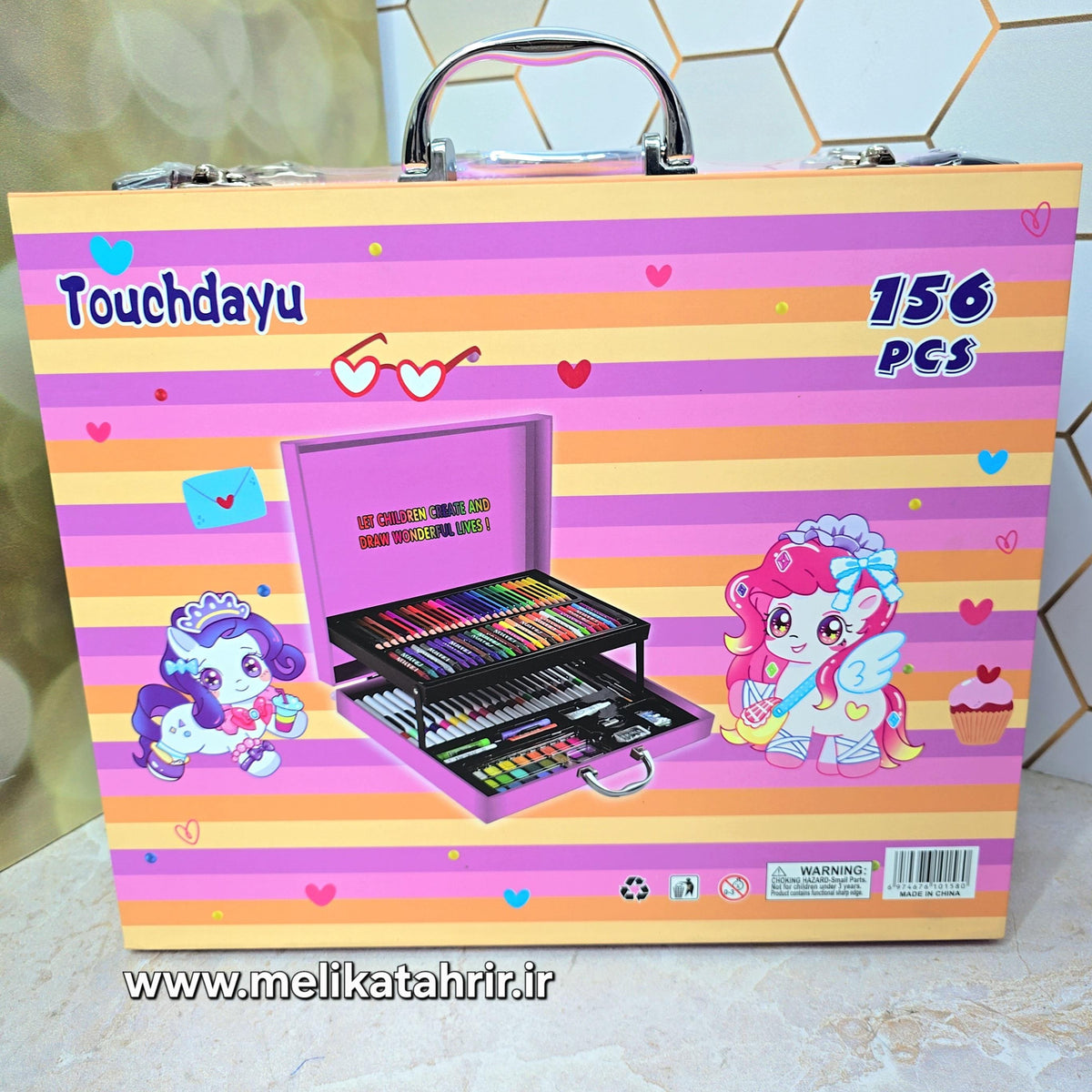 Touchdayu 156 Pcs Deluxe Kids Art & Drawing Set – Fold-Out Portable Suitcase with Crayons, Watercolor & Color Pencils