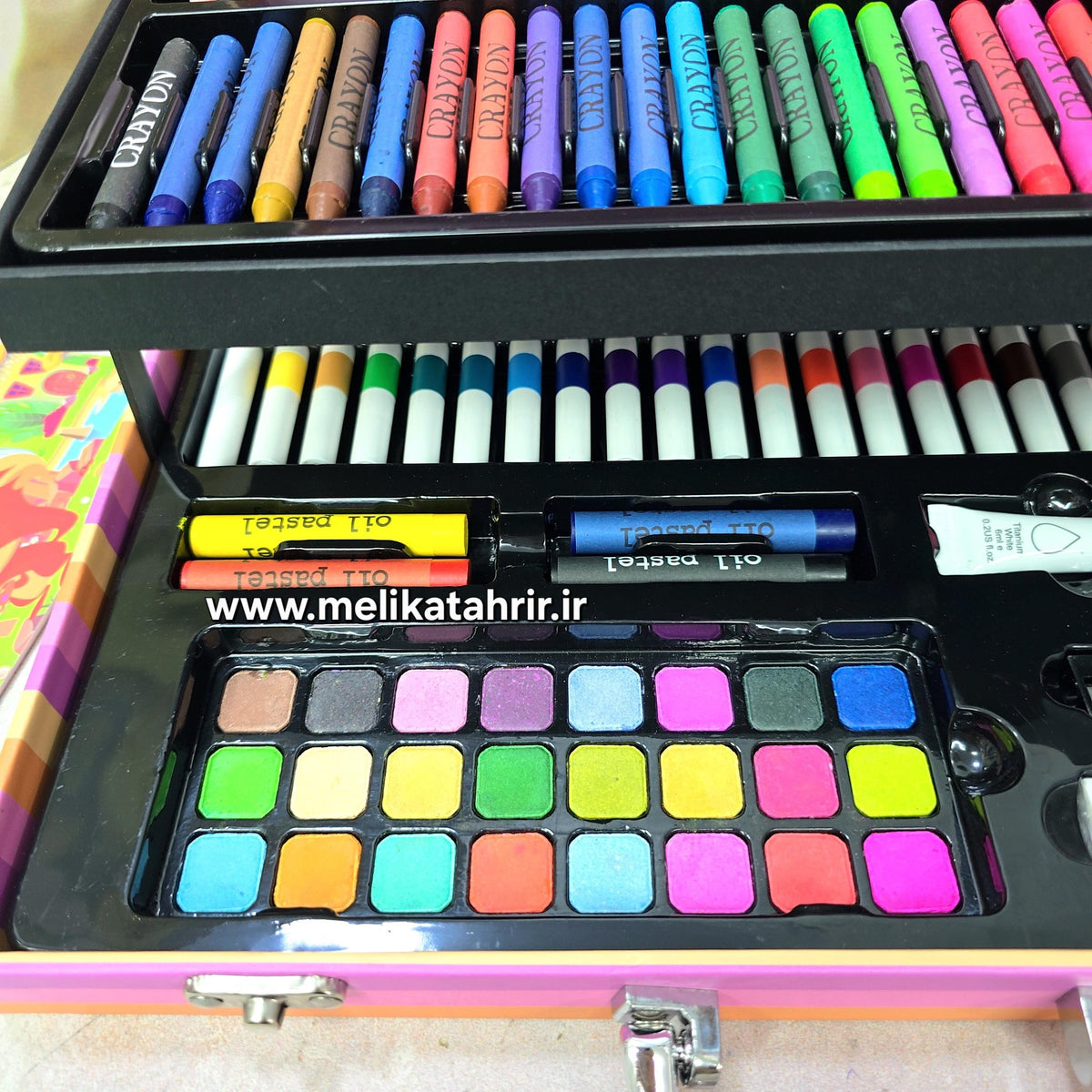 Touchdayu 156 Pcs Deluxe Kids Art & Drawing Set – Fold-Out Portable Suitcase with Crayons, Watercolor & Color Pencils