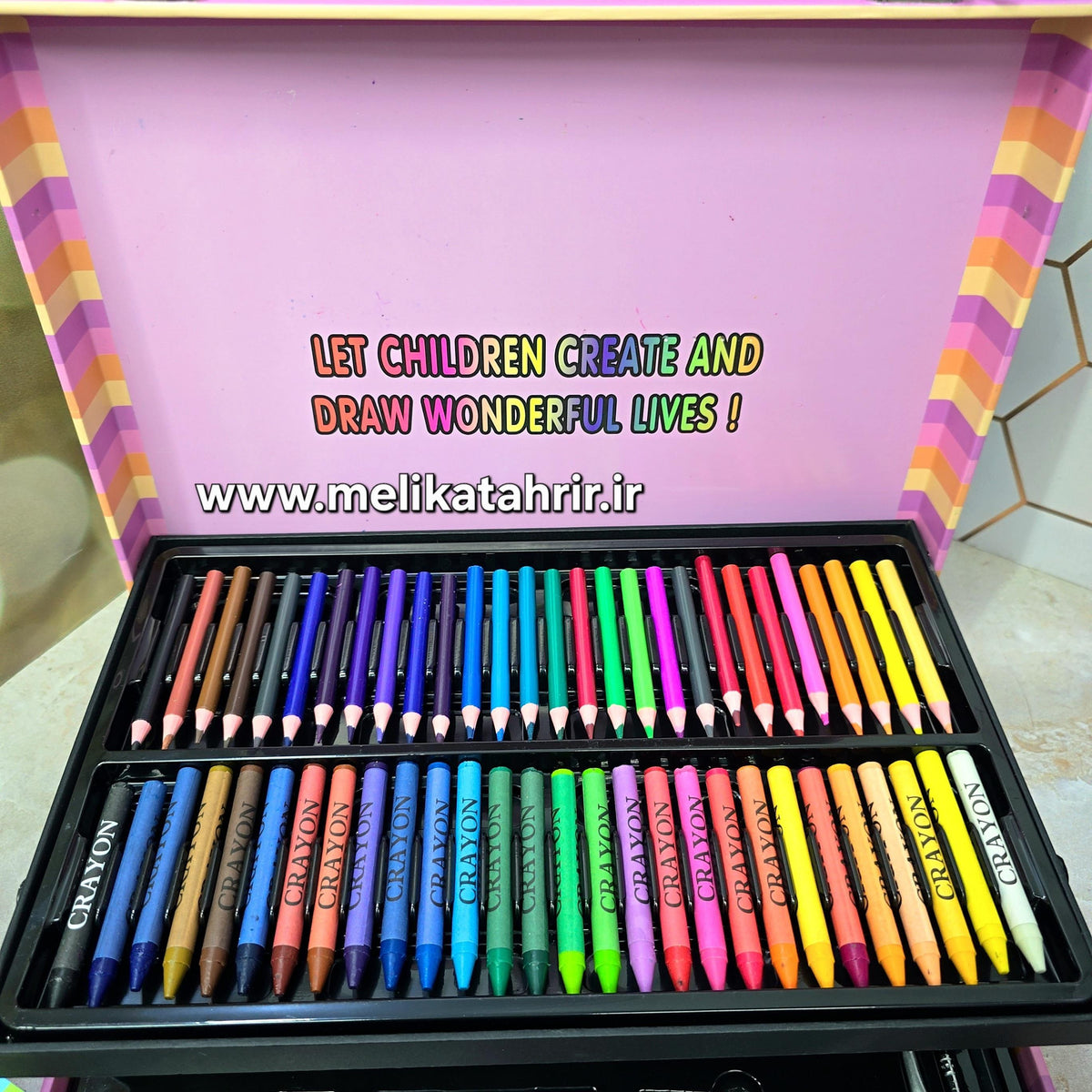 Touchdayu 156 Pcs Deluxe Kids Art & Drawing Set – Fold-Out Portable Suitcase with Crayons, Watercolor & Color Pencils