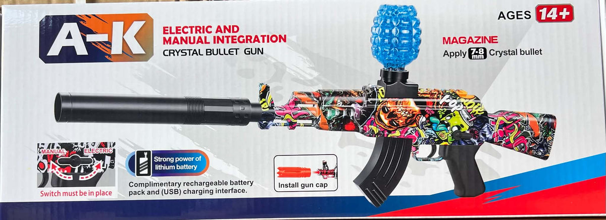 AK Electric & Manual Dual-Mode Gel Blaster Gun – Rechargeable 7-8mm Crystal Water Bullet Toy Rifle