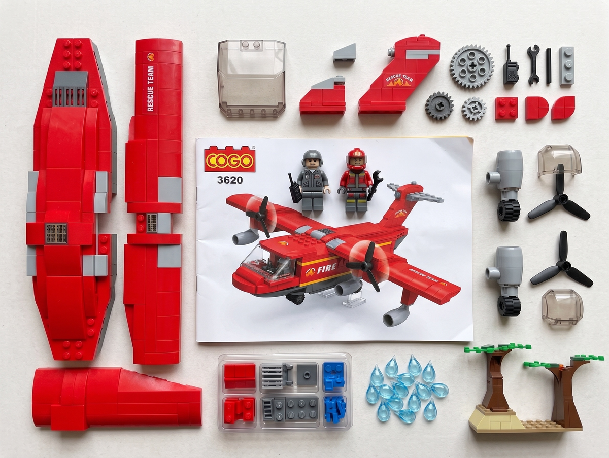 COGO 330 Pcs Fire & Rescue Airplane Building Blocks Set – Firefighting Plane & Forest Fire Scene STEM Toy for Kids (Age 6+)