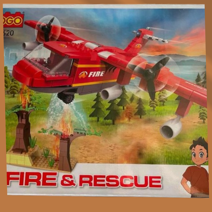 COGO 330 Pcs Fire & Rescue Airplane Building Blocks Set – Firefighting Plane & Forest Fire Scene STEM Toy for Kids (Age 6+)