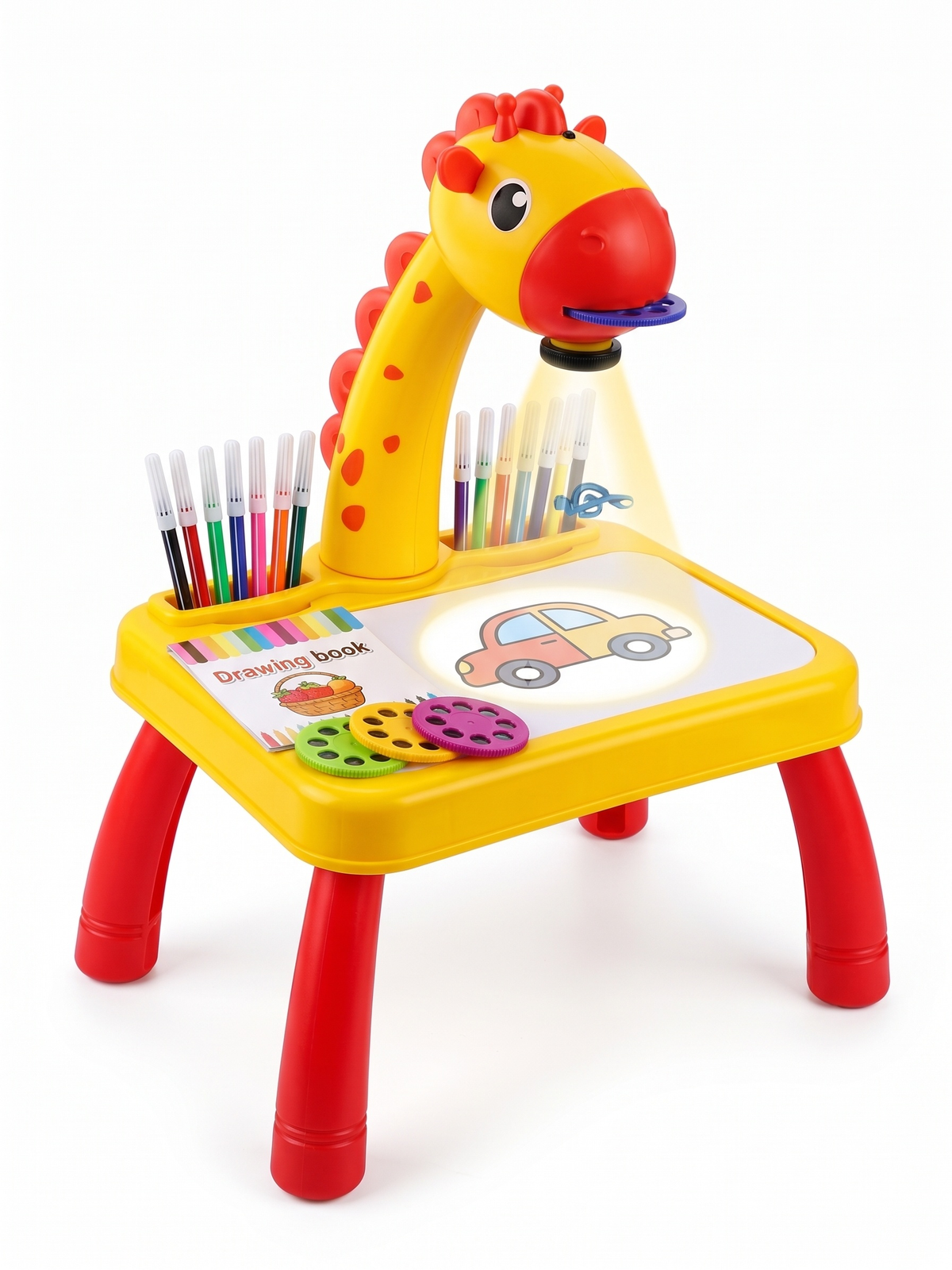 Kids Smart Giraffe Projector Drawing Table with Music & Lights – Educational Trace and Draw Art Painting Desk with 24 Patterns & 12 Pens