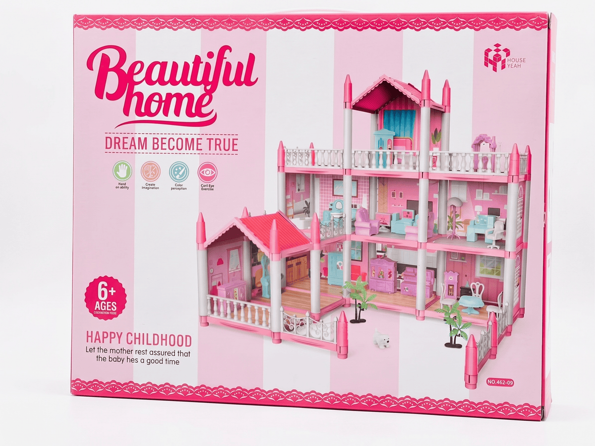 DIY Princess Dream Castle Dollhouse with Furniture | Multi-Story Assembly Villa Playset